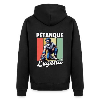 Pétanque Légende Homme - Veste à capuche bio Premium Unisexe - noir - Dos - Nico (187cm)