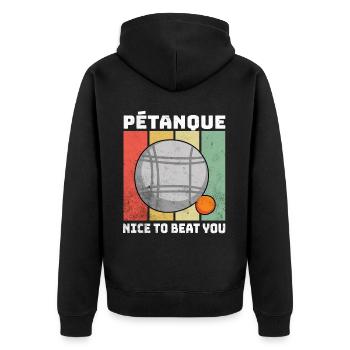 Dictons de pétanque - Veste à capuche bio Premium Unisexe - noir - Dos - Nico (187cm)