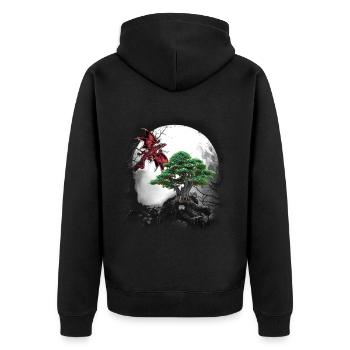 Märchen Fabeltier Drache Drachen Märchenfigur Myth - Unisex Premium Bio Zip Hoodie - Schwarz - Hinten - Nico (187cm)
