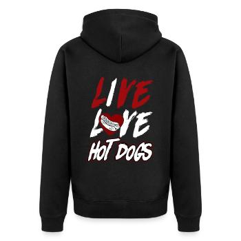 Hot Dog Adult Live Love Hot Dogs - Unisex Premium Organic Zip Hoodie - black - Back - Nico (187cm)