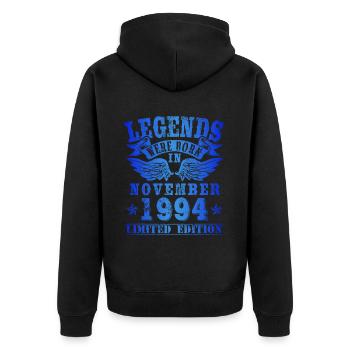 Legends est né en novembre 1994 Anniversaire - Veste à capuche bio Premium Unisexe - noir - Dos - Nico (187cm)