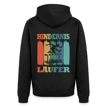 Hindernislauf Leichtathlet Hürdenläufer - Unisex Premium Bio Zip Hoodie - Schwarz - Hinten - Nico (187cm)