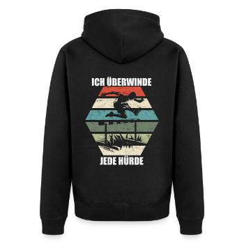 Obstacle course track and field athlete hurdler - Unisex Premium Organic Zip Hoodie - black - Back - Nico (187cm)