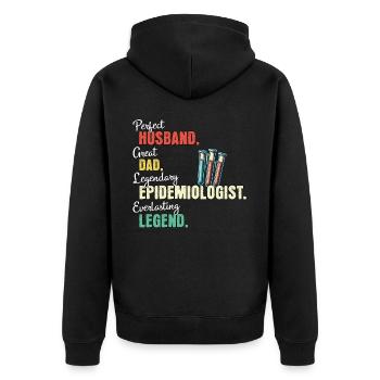 Epidemiologist Dad - Unisex Premium Organic Zip Hoodie - black - Back - Nico (187cm)