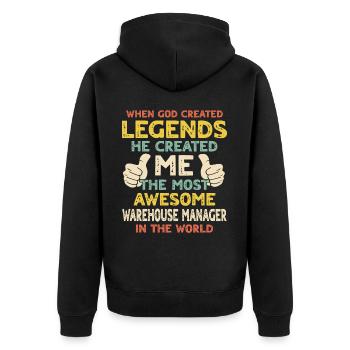 Warehouse Manager - Unisex Premium Organic Zip Hoodie - black - Back - Nico (187cm)