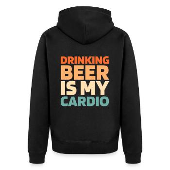 Beer Beer Lover Funny Cardio Quote - Unisex Premium Organic Zip Hoodie - black - Back - Nico (187cm)