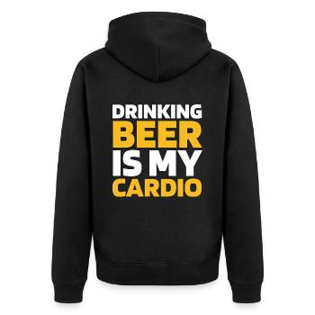 Beer Beer Lover Funny Cardio Quote - Unisex Premium Organic Zip Hoodie - black - Back - Nico (187cm)