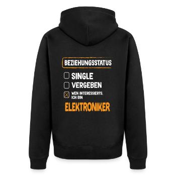 Elektroniker Beziehungsstatus - Unisex Premium Bio Zip Hoodie - Schwarz - Hinten - Nico (187cm)