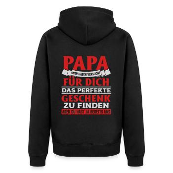 Papa, tu nous as déjà le cadeau parfait - Veste à capuche bio Premium Unisexe - noir - Dos - Nico (187cm)