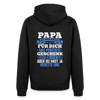 Papa, tu nous as déjà le cadeau parfait - Veste à capuche bio Premium Unisexe - noir - Dos - Nico (187cm)