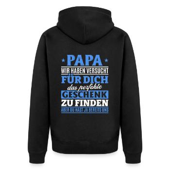 Papa, tu nous as déjà le cadeau parfait - Veste à capuche bio Premium Unisexe - noir - Dos - Nico (187cm)