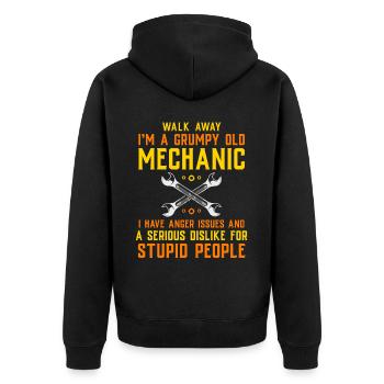 Mécanicien automobile, mécatronicien, technicien tournevis, dictons - Veste à capuche bio Premium Unisexe - noir - Dos - Nico (187cm)