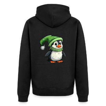 Pinguin Elf Weihnachten Pinguin Niedlich - Unisex Premium Bio Zip Hoodie - Schwarz - Hinten - Nico (187cm)