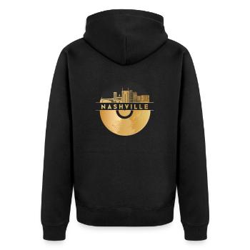Vinyl-Schallplatte Disco-Musik Skyline-Nashville - Unisex Premium Bio Zip Hoodie - Schwarz - Hinten - Nico (187cm)
