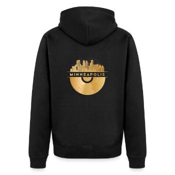 Vinyl-Schallplatte Disco-Musik Skyline-Minneapolis - Unisex Premium Bio Zip Hoodie - Schwarz - Hinten - Nico (187cm)