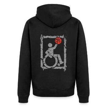 Cadeau de basketball en fauteuil roulant - Veste à capuche bio Premium Unisexe - noir - Dos - Nico (187cm)