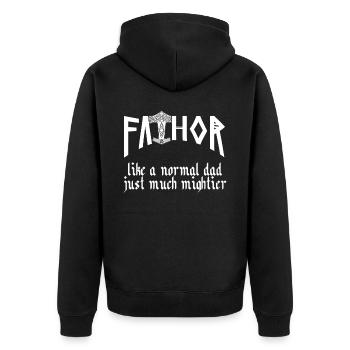 Wikinger Papa Vathor Nordischer Vater - Unisex Premium Bio Zip Hoodie - Schwarz - Hinten - Nico (187cm)