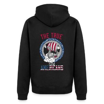 Amerikanischer Wikinger Nordische Wurzeln Boot - Unisex Premium Bio Zip Hoodie - Schwarz - Hinten - Nico (187cm)