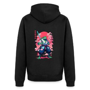 Samouraï Grenouille Esthétique Vaporwave Style Japon - Veste à capuche bio Premium Unisexe - noir - Dos - Nico (187cm)