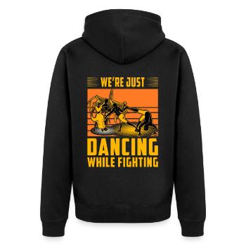 We're just dancing while fighting - Unisex Premium Organic Zip Hoodie - black - Back - Nico (187cm)