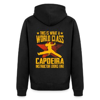 So sieht ein Weltklasse-Capoeira-Instruktor aus - Unisex Premium Bio Zip Hoodie - Schwarz - Hinten - Nico (187cm)