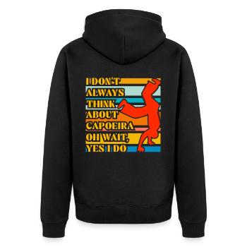 Ich denke nicht immer an Capoeira, oh warte, ja, ich - Unisex Premium Bio Zip Hoodie - Schwarz - Hinten - Nico (187cm)