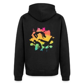Capoeira - Unisex Premium Organic Zip Hoodie - black - Back - Nico (187cm)