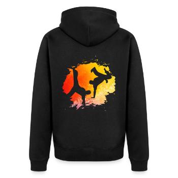Capoeira - Unisex Premium Organic Zip Hoodie - black - Back - Nico (187cm)