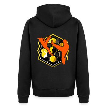 Capoeira - Unisex Premium Organic Zip Hoodie - black - Back - Nico (187cm)