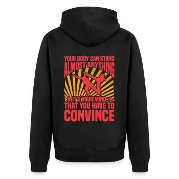 Capoeira - Unisex Premium Organic Zip Hoodie - black - Back - Nico (187cm)