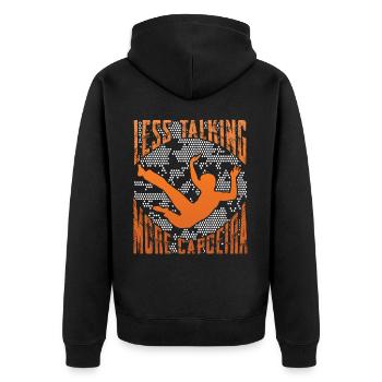 Moins de paroles, plus de Capoeira - Veste à capuche bio Premium Unisexe - noir - Dos - Nico (187cm)