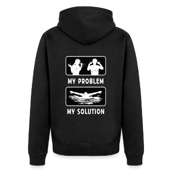 Nageur Mon problème Ma solution Pictogramme Papa Maman - Veste à capuche bio Premium Unisexe - noir - Dos - Nico (187cm)