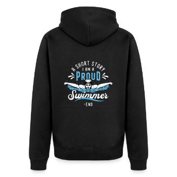 Swimmer A Short Story I Am A Proud Swimming Coach - Unisex Premium Organic Zip Hoodie - black - Back - Nico (187cm)