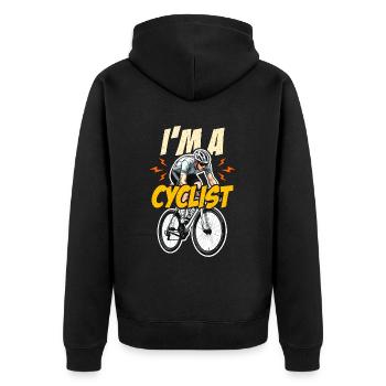 I'm A Cyclist Loves Cycling Racing Bike Cyclist - Unisex Premium Bio Zip Hoodie - Schwarz - Hinten - Nico (187cm)