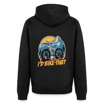 Cyclist I'd Bike That Mountain Bike Loves Cycling - Unisex Premium Bio Zip Hoodie - Schwarz - Hinten - Nico (187cm)