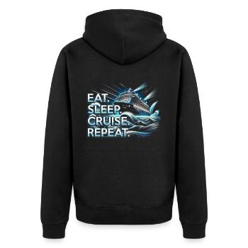 Cruise Cruisers Eat Sleep Cruise Repeat - Unisex Premium Organic Zip Hoodie - black - Back - Nico (187cm)