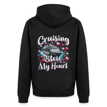 Kreuzfahrt Kreuzfahrer Cruising Stole My Heart - Unisex Premium Bio Zip Hoodie - Schwarz - Hinten - Nico (187cm)