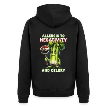 Allergie au céleri allergique à la négativité et au céleri - Veste à capuche bio Premium Unisexe - noir - Dos - Nico (187cm)
