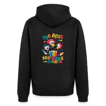 100 Tage in der Schule Die besten 100 Tage aller Zeiten - Unisex Premium Bio Zip Hoodie - Schwarz - Hinten - Nico (187cm)