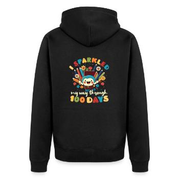 100 Days At School Sparkeld Way 100 Days - Unisex Premium Organic Zip Hoodie - black - Back - Nico (187cm)