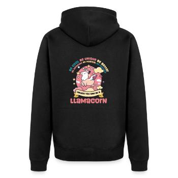 Alpaka-Lama, es sei denn, es kann ein Lamacorn sein - Unisex Premium Bio Zip Hoodie - Schwarz - Hinten - Nico (187cm)