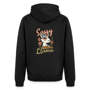 Alpaka Lama Sassy Lama Sonnenbrille - Unisex Premium Bio Zip Hoodie - Schwarz - Hinten - Nico (187cm)