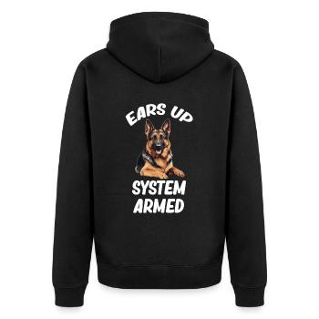 Ohren Nach Oben System Bewaffneter Polizei - Unisex Premium Bio Zip Hoodie - Schwarz - Hinten - Nico (187cm)