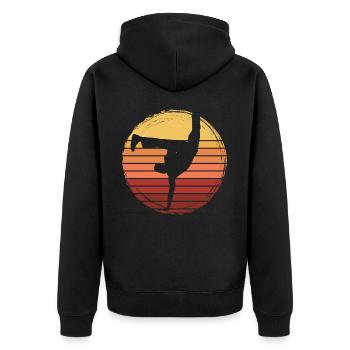 Capoeira - Unisex Premium Organic Zip Hoodie - black - Back - Nico (187cm)