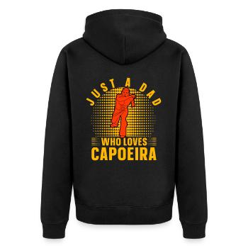 Nur ein Vater, der Capoeira liebt - Unisex Premium Bio Zip Hoodie - Schwarz - Hinten - Nico (187cm)