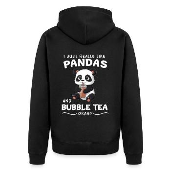 Panda Panda Bear Funny - Unisex Premium Organic Zip Hoodie - black - Back - Nico (187cm)