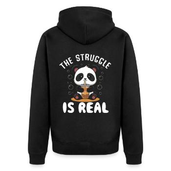 Panda Panda Bear Funny - Unisex Premium Organic Zip Hoodie - black - Back - Nico (187cm)