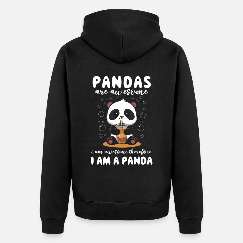 Panda Panda Ours Drôle - Veste à capuche bio Premium Unisexe - noir