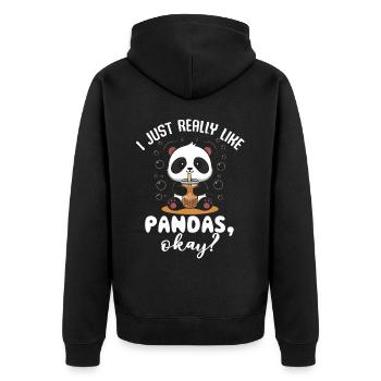 Panda Panda Bear Funny - Unisex Premium Organic Zip Hoodie - black - Back - Nico (187cm)