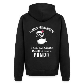 Panda Panda Bear Funny - Unisex Premium Organic Zip Hoodie - black - Back - Nico (187cm)